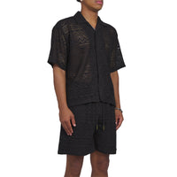 Pointelle Crochet Camp Shirt