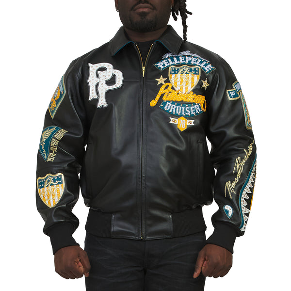 pelle pelle スタジャン American Bruiser Jacket | Black/Teal/Maize/White – Capsule NYC