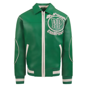 Champions Rhinestone Jacket | Jet Green/Ivory