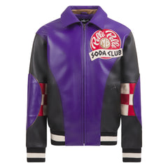 Checkered Soda Club Jacket | Purple/Black/Ivory