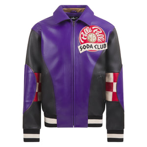 Checkered Soda Club Jacket | Purple/Black/Ivory