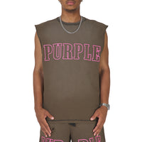 Slab Outline Sleeveless Tee | Brown