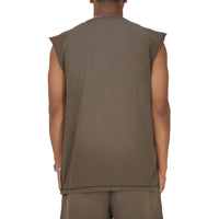 Slab Outline Sleeveless Tee | Brown
