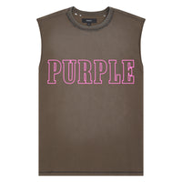 Slab Outline Sleeveless Tee | Brown