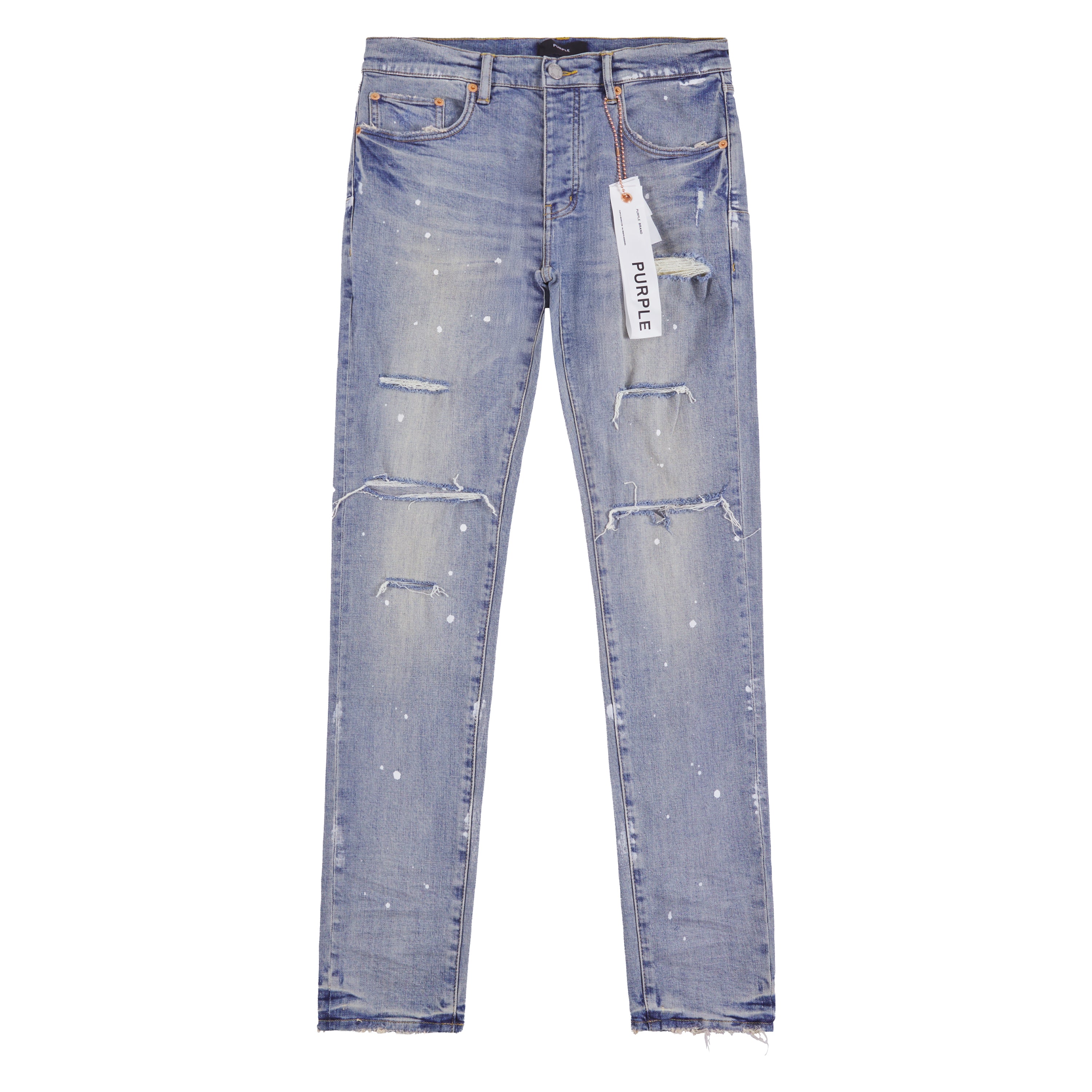 PURPLE スキニーデニム ライトブルー Purple Brand Light Indigo Paint Denim | Capsule.NYC – Capsule NYC