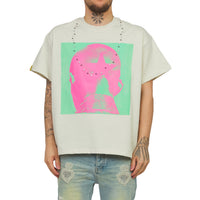 Star Head Studded Tee | Vintage White/Moss Green