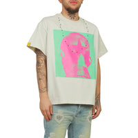 Star Head Studded Tee | Vintage White/Moss Green
