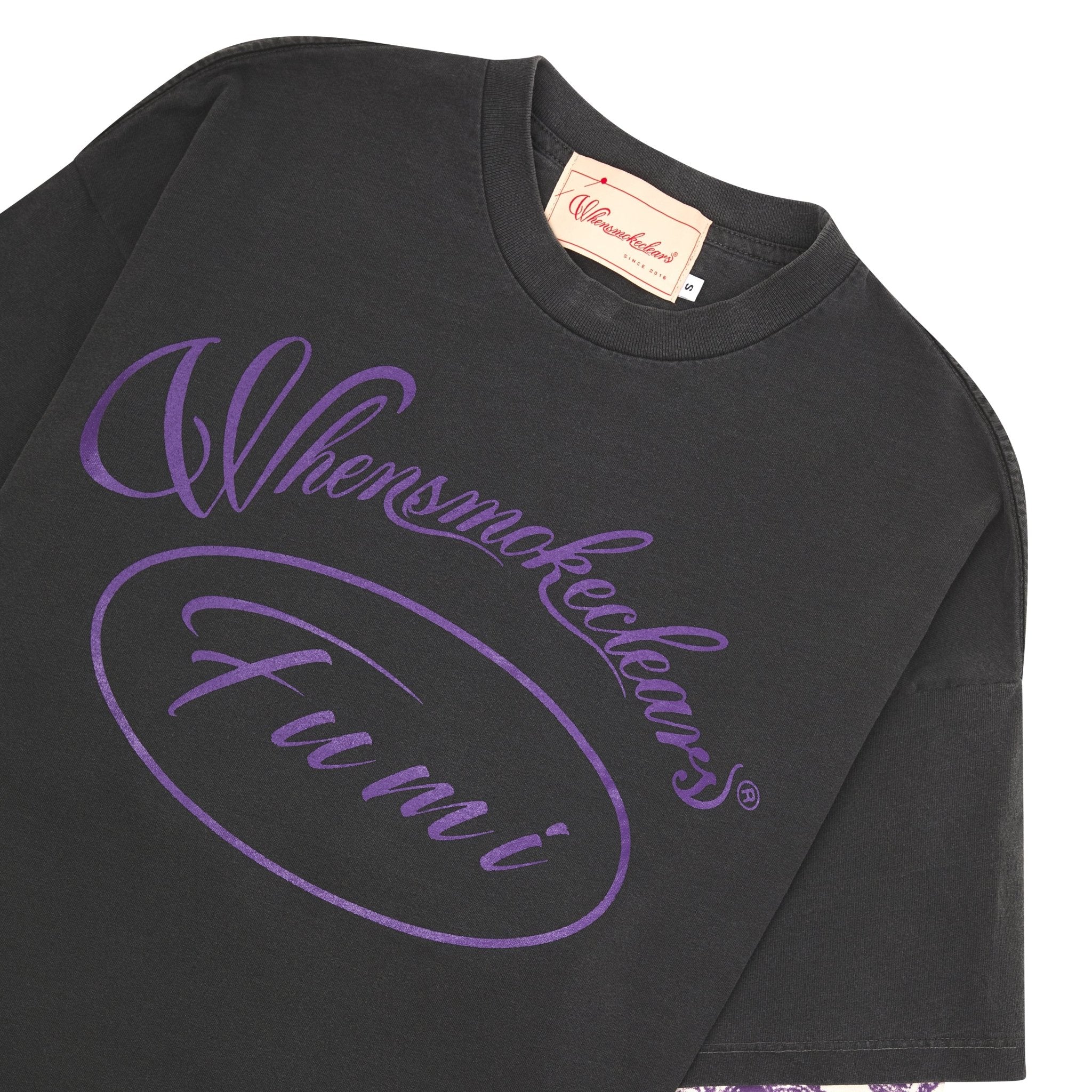 Fumi Script Double Tee | Black/Purple – Capsule NYC