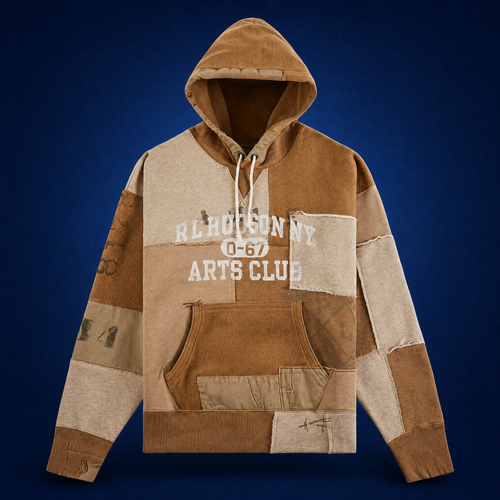 Patchwork Fleece Hoodie | Montana Khaki