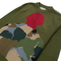 Reverse Intarsia Knit Figure Sweater | Green - Capsule NYC