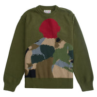 Reverse Intarsia Knit Figure Sweater | Green - Capsule NYC