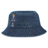 Bear Embroidered Bucket Hat | Denim - Capsule NYC
