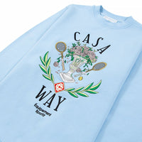 Casa Way Embroidered Sweatshirt | Pale Blue - Capsule NYC