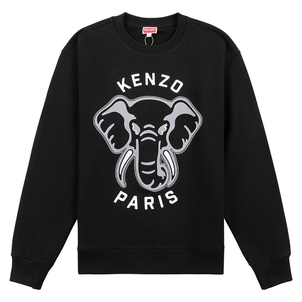 【KENZO】KENZO ELEPHANT VARSITY JUNGLE SWEATSHIRT BLACK elephant-varsity-jungle-