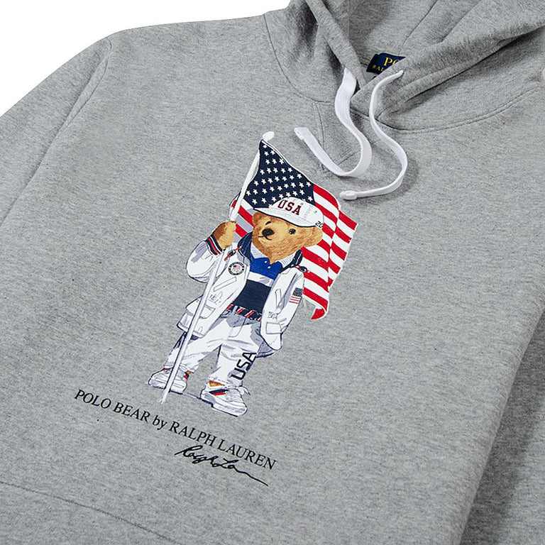 Team USA Polo Bear Hoodie Grey – Capsule NYC