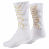 Verticle Logo Sock | White/Tan - Capsule NYC