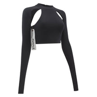 Women's Jersey Cut-Out Crop Top | Black - Capsule NYC